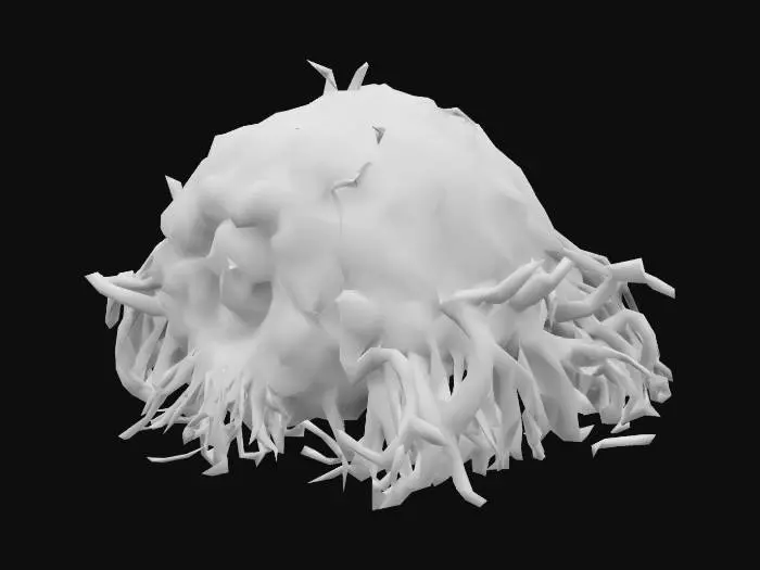 3D model for Zombie hive with roots that span around. Orange middle with face inside.