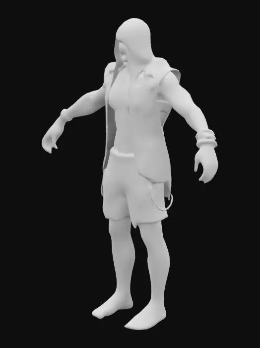 3D model for 3D Model of a zombie with explosives, a bit bloody and damaged, low-poly style, T-pose.