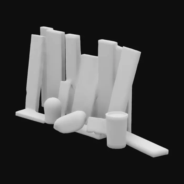 3D model for low-poly wooden planks and trash