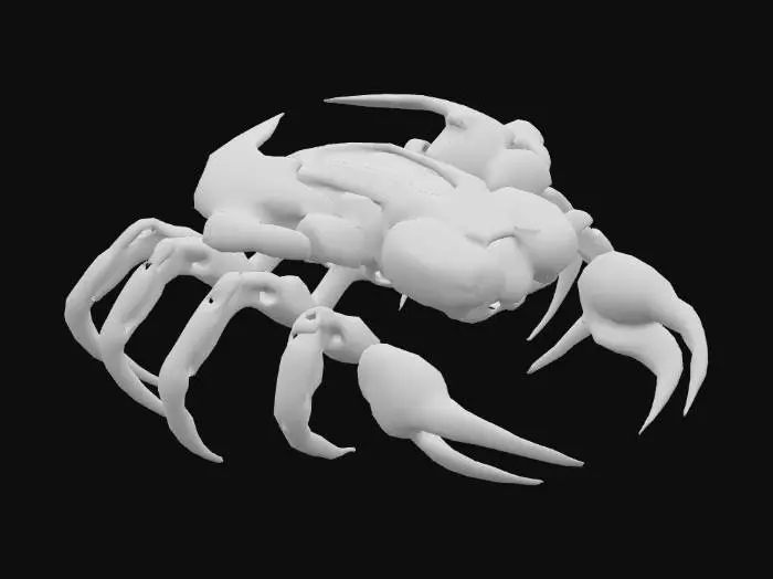 3D model for Huge controllable by human pilot Robotic crab sci-fi fantasy video game, simple cartoon realistic 