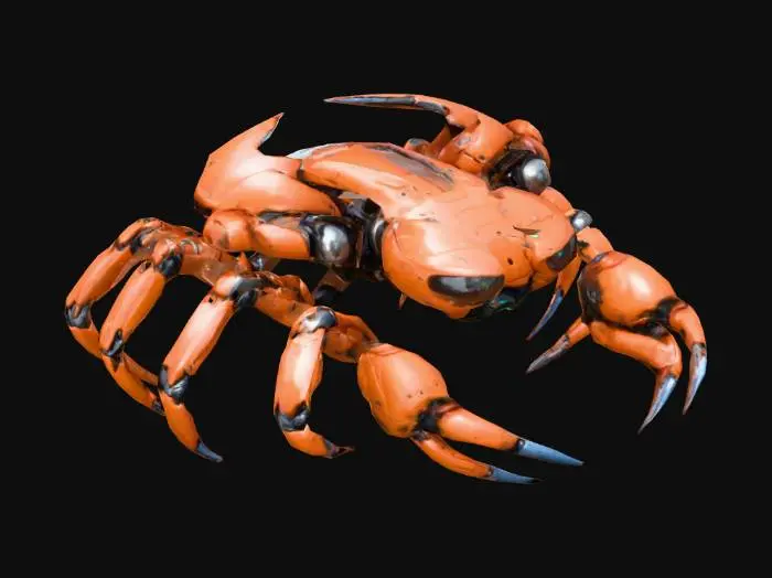 3D model for Huge controllable by human pilot Robotic crab sci-fi fantasy video game, simple cartoon realistic 