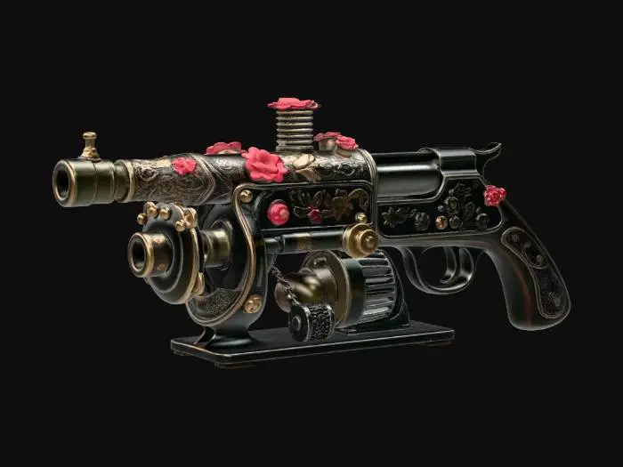 3D model for Floral Steampunk Revolver