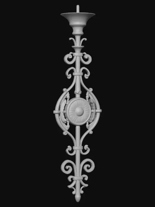 3D model for Wrought Iron Torch with Sun Emblem