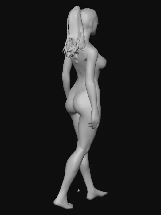 3D model for a futuristic cyberpunk high fashion Cyborg woman, minimalistic sleek tech design, glowing elements, tech high fashion sexy dress and jewelry   #realistic# 