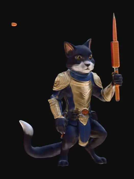 3D model for Knight Cat with Corn Dog