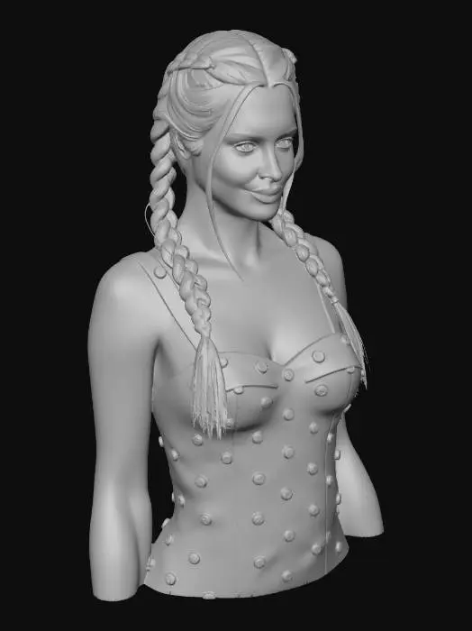 3D model for Braided Blonde in a Red Polka-Dot Dress