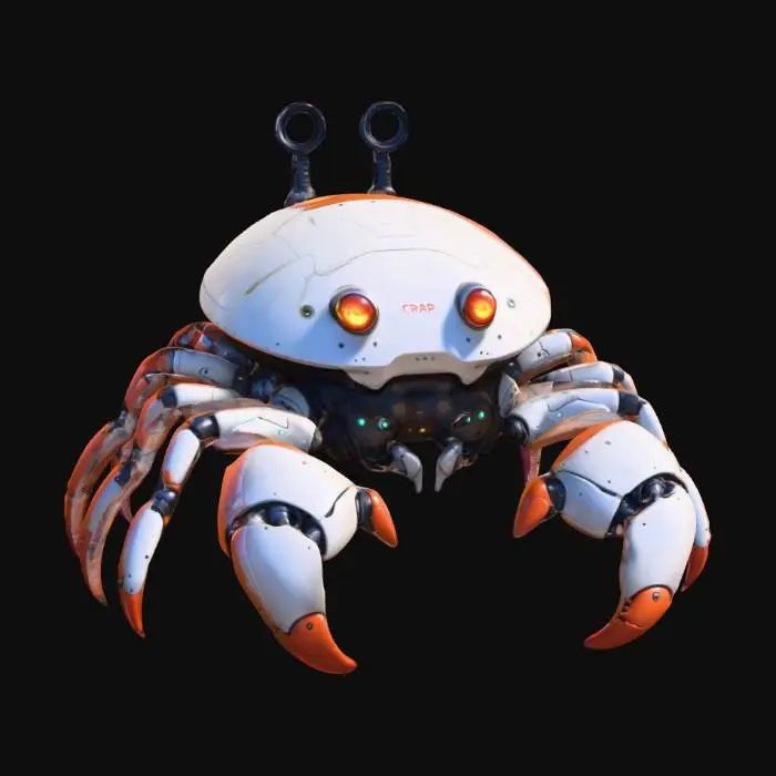 3D model for Huge controllable by human pilot Robotic crab sci-fi fantasy video game, simple cartoon realistic 