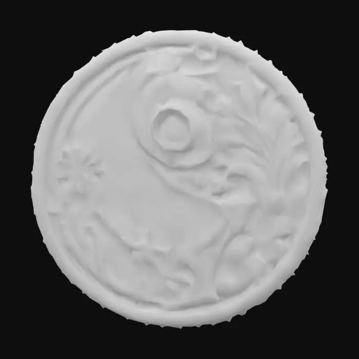 3D model for Загадочный фантастический необычный круглый светильник в виде монады инь-янь, растительные мотивы, высокая детализация