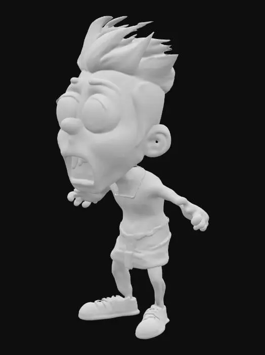 3D model for A person schoked with a face that has popped eyes and jaw opened wide