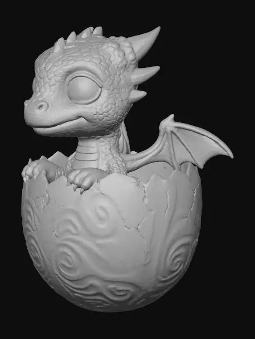 3D model for cute baby dragon sitting in egg