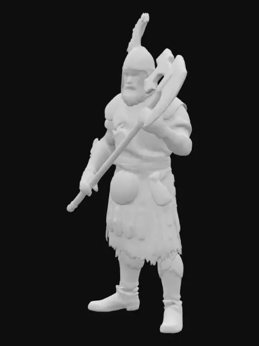 3D model for medieval, germanic warrior in battle gear, highly detailed