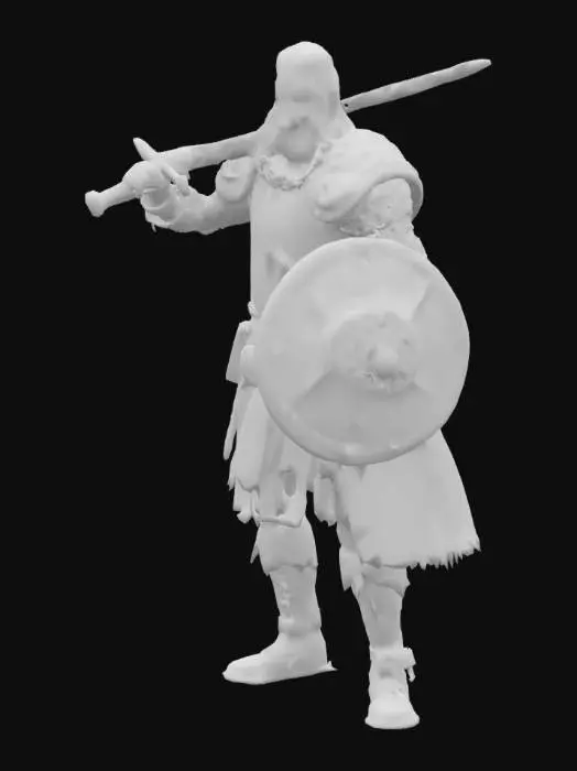 3D model for medieval, scottish  warrior in battle gear, highly detailed