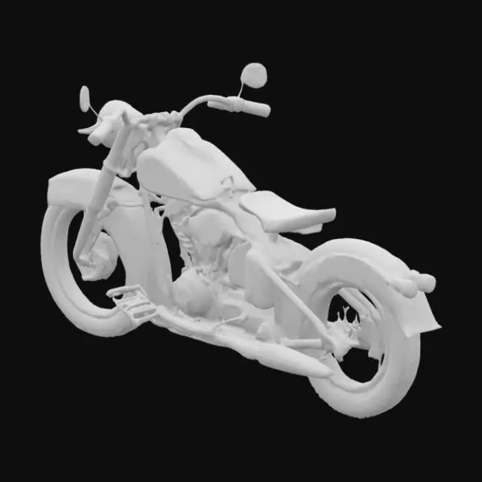 3D model for classic, 1947 harley davidson, highly detailed black and chrome color