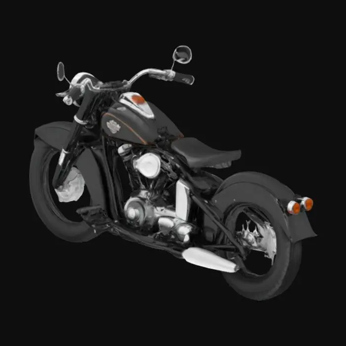 3D model for classic, 1947 harley davidson, highly detailed black and chrome color