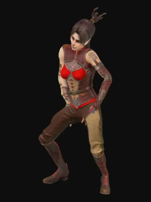 3D model for Warrior in Leather Armor