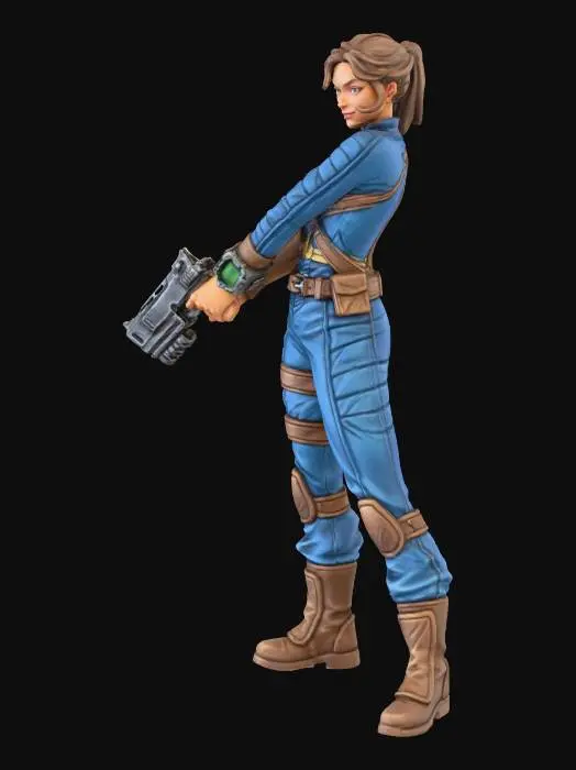 3D model for Turn the provided reference image into a stylized D&D miniature. Preserve the main pose, expression, and vibe of the reference, and slightly exaggerate it to make it visually striking for a tabletop mini (pose, facial expression, proportions, clothing, or accessories). The style should match the tone of the reference: flirty, heroic, mischievous, sinister, or otherwise. Character should be baseless so a custom base can be added later. Full color, with textures informed by the reference image for clothing, skin, armor, and accessories. Designed for resin printing: solid geometry, no thin dangling parts, no floating elements, miniature-friendly scale, readable from multiple angles, and visually dynamic. Fantasy style, suitable for D&D minis.