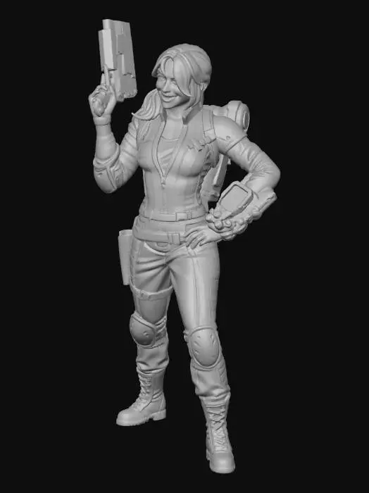3D model for Create a full-body miniature based on the provided reference image. Preserve the exact theme, style, and aesthetic of the reference (sci-fi, cyberpunk, steampunk, modern, fantasy, etc.), and exaggerate the pose, expression, and physique to maximize the character’s vibe and personality for tabletop readability. Maintain proportional balance so all minis generated with this prompt will form a cohesive set. Do not add any elements not in the reference. The miniature should be baseless, full-color, highly detailed with textures informed by the reference image (clothing, skin, accessories, tech, or armor), and designed for resin printing: solid geometry, thick enough limbs, no floating parts, readable from multiple angles, and visually striking.