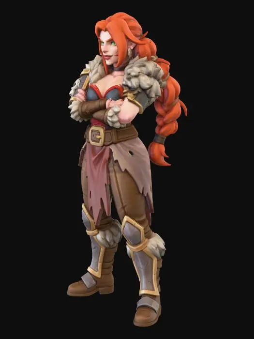 3D model for Create a full-body baseless miniature based entirely on the provided reference image. Preserve all features, clothing, accessories, and aesthetic style exactly as in the reference, without adding anything not present. Retain the character’s pose, expression, and vibe, slightly exaggerating the pose if needed for tabletop readability, but do not distort proportions or shrink/over-compress the body. Generate a printable full-color miniature with solid geometry, thick enough limbs for resin printing, no floating parts, readable from multiple angles. Extend busts or partial figures into full-body models while keeping the character faithful to the reference. Do not insert fantasy, sci-fi, or other stylistic elements unless they are in the reference image.