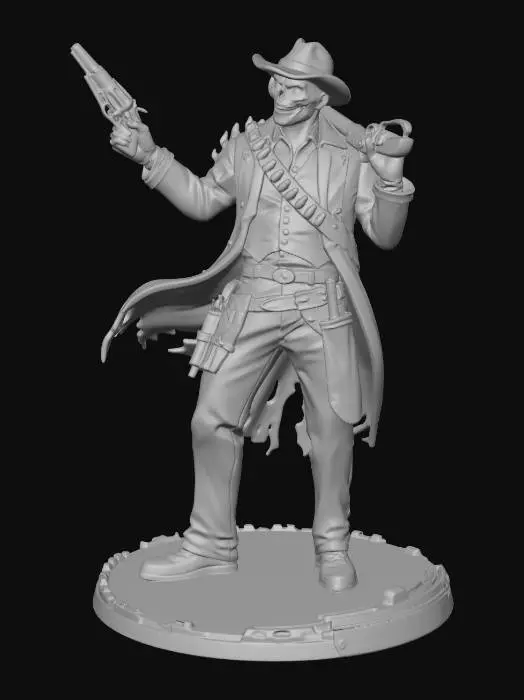 3D model for Create a full-body baseless miniature based entirely on the provided reference image. Preserve all features, clothing, accessories, and aesthetic style exactly as in the reference, without adding anything not present. Retain the character’s pose, expression, and vibe, slightly exaggerating the pose if needed for tabletop readability, but do not distort proportions or shrink/over-compress the body. Generate a printable full-color miniature with solid geometry, thick enough limbs for resin printing, no floating parts, readable from multiple angles. Extend busts or partial figures into full-body models while keeping the character faithful to the reference. Do not insert fantasy, sci-fi, or other stylistic elements unless they are in the reference image.