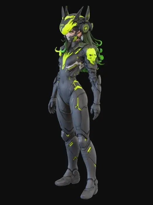 3D model for Create a full-body baseless miniature based entirely on the provided reference image. Preserve all features, clothing, accessories, and aesthetic style exactly as in the reference, without adding anything not present. Retain the character’s pose, expression, and vibe, slightly exaggerating the pose if needed for tabletop readability, but do not distort proportions or shrink/over-compress the body. Generate a printable full-color miniature with solid geometry, thick enough limbs for resin printing, no floating parts, readable from multiple angles. Extend busts or partial figures into full-body models while keeping the character faithful to the reference. Do not insert fantasy, sci-fi, or other stylistic elements unless they are in the reference image.