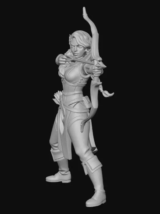 3D model for Create a full-body baseless miniature based entirely on the provided reference image. Preserve all features, clothing, accessories, and aesthetic style exactly as in the reference, without adding anything not present. Retain the character’s pose, expression, and vibe, slightly exaggerating the pose if needed for tabletop readability, but do not distort proportions or shrink/over-compress the body. Generate a printable full-color miniature with solid geometry, thick enough limbs for resin printing, no floating parts, readable from multiple angles. Extend busts or partial figures into full-body models while keeping the character faithful to the reference. Do not insert fantasy, sci-fi, or other stylistic elements unless they are in the reference image.