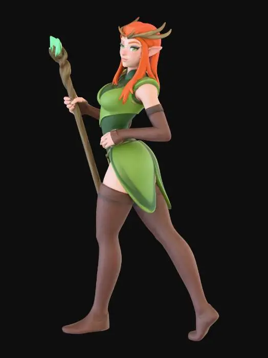 3D model for Create a full-body baseless miniature based entirely on the provided reference image. Preserve all features, clothing, accessories, and aesthetic style exactly as in the reference, without adding anything not present. Retain the character’s pose, expression, and vibe, slightly exaggerating the pose if needed for tabletop readability, but do not distort proportions or shrink/over-compress the body. Generate a printable full-color miniature with solid geometry, thick enough limbs for resin printing, no floating parts, readable from multiple angles. Extend busts or partial figures into full-body models while keeping the character faithful to the reference. Do not insert fantasy, sci-fi, or other stylistic elements unless they are in the reference image.