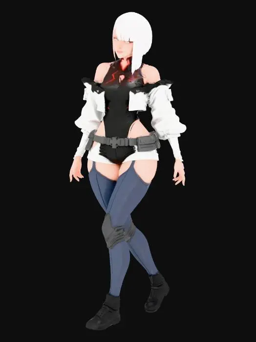 3D model for Create a full-body baseless miniature based entirely on the provided reference image. Preserve all features, clothing, accessories, and aesthetic style exactly as in the reference, without adding anything not present. Retain the character’s pose, expression, and vibe, slightly exaggerating the pose if needed for tabletop readability, but do not distort proportions or shrink/over-compress the body. Generate a printable full-color miniature with solid geometry, thick enough limbs for resin printing, no floating parts, readable from multiple angles. Extend busts or partial figures into full-body models while keeping the character faithful to the reference. Do not insert fantasy, sci-fi, or other stylistic elements unless they are in the reference image.