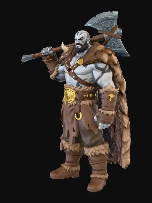 3D model for Create a full-body baseless miniature based entirely on the provided reference image. Preserve all features, clothing, accessories, and aesthetic style exactly as in the reference, without adding anything not present. Retain the character’s pose, expression, and vibe, slightly exaggerating the pose if needed for tabletop readability, but do not distort proportions or shrink/over-compress the body. Generate a printable full-color miniature with solid geometry, thick enough limbs for resin printing, no floating parts, readable from multiple angles. Extend busts or partial figures into full-body models while keeping the character faithful to the reference. Do not insert fantasy, sci-fi, or other stylistic elements unless they are in the reference image.