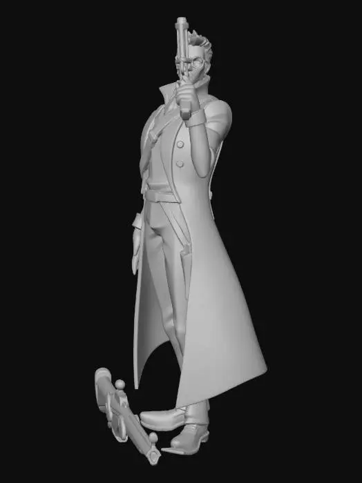 3D model for Create a full-body baseless miniature based entirely on the provided reference image. Preserve all features, clothing, accessories, and aesthetic style exactly as in the reference, without adding anything not present. Retain the character’s pose, expression, and vibe, slightly exaggerating the pose if needed for tabletop readability, but do not distort proportions or shrink/over-compress the body. Generate a printable full-color miniature with solid geometry, thick enough limbs for resin printing, no floating parts, readable from multiple angles. Extend busts or partial figures into full-body models while keeping the character faithful to the reference. Do not insert fantasy, sci-fi, or other stylistic elements unless they are in the reference image.