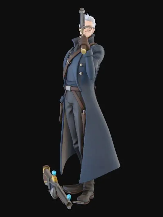 3D model for Create a full-body baseless miniature based entirely on the provided reference image. Preserve all features, clothing, accessories, and aesthetic style exactly as in the reference, without adding anything not present. Retain the character’s pose, expression, and vibe, slightly exaggerating the pose if needed for tabletop readability, but do not distort proportions or shrink/over-compress the body. Generate a printable full-color miniature with solid geometry, thick enough limbs for resin printing, no floating parts, readable from multiple angles. Extend busts or partial figures into full-body models while keeping the character faithful to the reference. Do not insert fantasy, sci-fi, or other stylistic elements unless they are in the reference image.