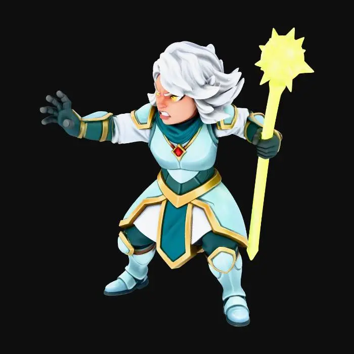 3D model for Create a full-body baseless miniature based entirely on the provided reference image. Preserve all features, clothing, accessories, and aesthetic style exactly as in the reference, without adding anything not present. Retain the character’s pose, expression, and vibe, slightly exaggerating the pose if needed for tabletop readability, but do not distort proportions or shrink/over-compress the body. Generate a printable full-color miniature with solid geometry, thick enough limbs for resin printing, no floating parts, readable from multiple angles. Extend busts or partial figures into full-body models while keeping the character faithful to the reference. Do not insert fantasy, sci-fi, or other stylistic elements unless they are in the reference image.