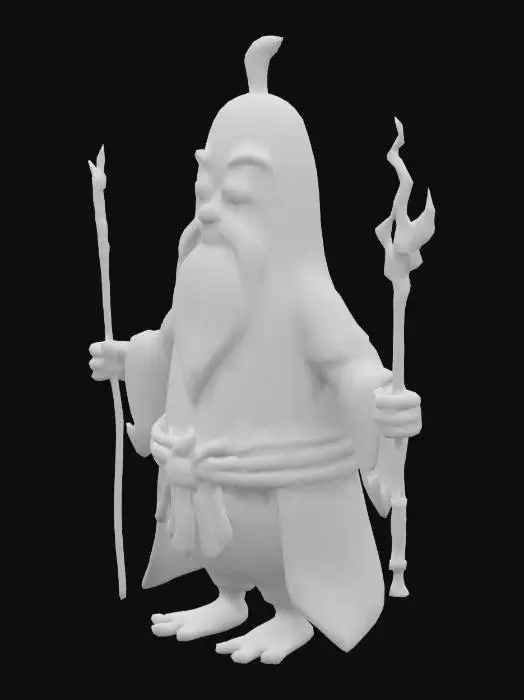 3D model for A hilarious cartoon-style character: “Pickle Sensei” — a wise, ancient ninja master shaped like a giant green pickle with a long white beard made of sea salt. He wears a traditional Japanese robe but it’s made of lettuce leaves. His belt is a sushi roll. He floats slightly above the ground with a mystical vinegar aura. One eye is closed, the other glows. His weapon? A soy-sauce soaked chopstick. Background: a zen garden made of sushi and jars of pickles. The mood is both serious and ridiculously funny. Cartoon style, exaggerated features, high contrast lighting.