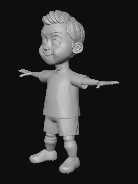 3D model for Ronaldo cartoon character in football kit, T-Pose, colorful and smiling, stylized for kids