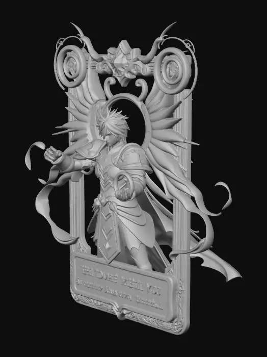 3D model for Fantasy anime magnetic card.The mood of the card
anime fantasy illustration
shining aura, magical elements
heroic, uplifting atmosphere
card-like composition (frame, central character)
Motivational text on the card

The power within you is greater than any obstacle.”