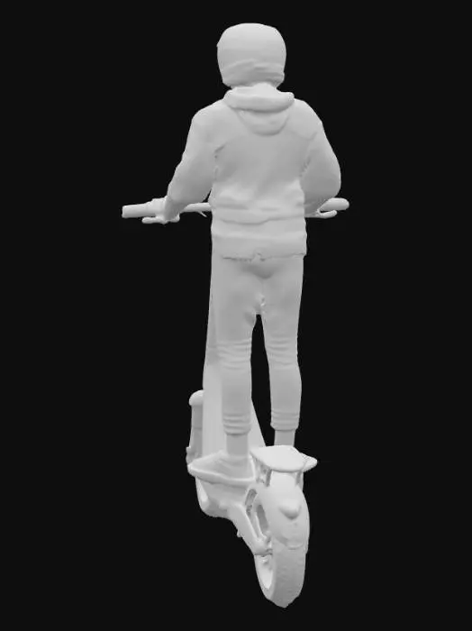 3D model for Человек стоит на электрическом самокате желтого цвета