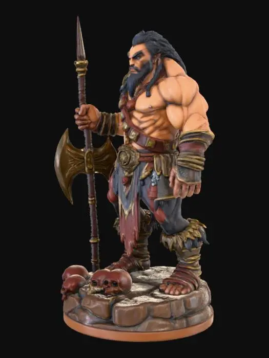 3D model for Figurine d’un orc guerrier inspiré de l’univers de World of Warcraft, sculpté dans un style heroic-fantasy détaillé, posture dynamique et puissante, tenant une hache massive runique à deux mains. L’orc porte une armure lourde faite d’acier et d’os, couverte de cicatrices et de symboles tribaux gravés. Visage féroce avec de grandes défenses, cheveux tressés, peau verte foncée. Il rugit vers le ciel sur un socle rocheux décoré de crânes et de bannière déchirée.
Rendu en résine grise, sans éléments flottants, avec une stabilité parfaite pour l’impression 3D.
Échelle 1:18 (environ 10 cm de haut).
Éclairage dramatique, style artistique Blizzard, textures détaillées mais équilibrées.
Ultra-détaillé, figurine de collection, ambiance épique et ajoute couleur et texture
