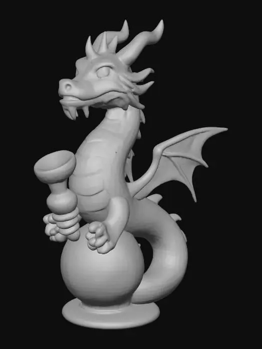 3D model for a dragon bong with a cannabis design done in high quality high detail high texturing and advanced realism.