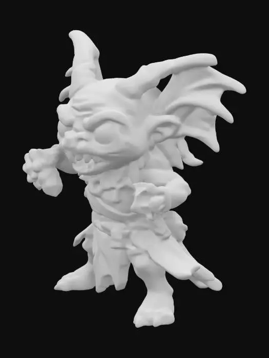 3D model for An Annis Hag for Dungeons & Dragons. Attack pose.  Chibi art style. Highly stylized. Bold embossed and engraved detail. Well-defined edges. Chunky sculpted detail. High resolution.