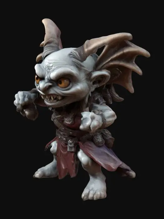 3D model for An Annis Hag for Dungeons & Dragons. Attack pose.  Chibi art style. Highly stylized. Bold embossed and engraved detail. Well-defined edges. Chunky sculpted detail. High resolution.