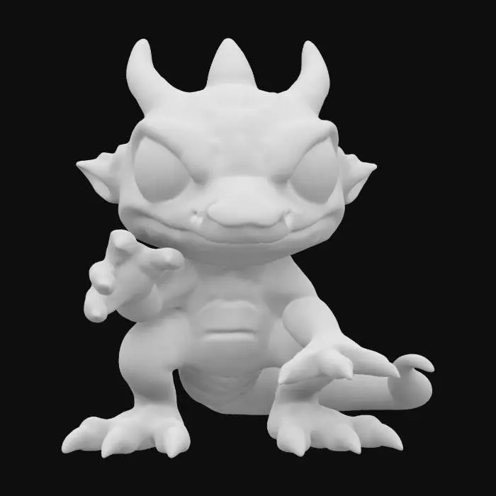3D model for Basilisk for Dungeons & Dragons. Attack pose.  Chibi art style. Highly stylized. Bold embossed and engraved detail. Well-defined edges. Chunky sculpted detail. High resolution.