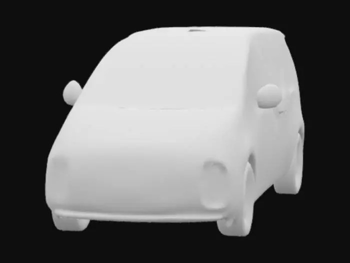 3D model for Hyundai Staria 2022, white color, ultra-realistic 3D model, minivan with futuristic spaceship-inspired design, sleek smooth aerodynamic body, wide panoramic windows, high-detail textures and materials, glossy white paint with subtle reflections, modern LED headlights, luxury interior visible through windows, photorealistic lighting, cinematic studio render, 4K resolution