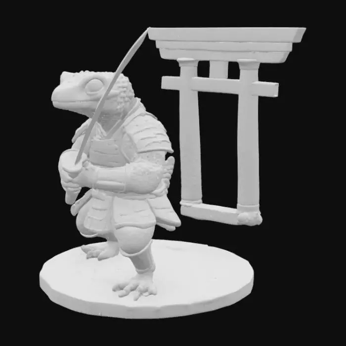 3D model for Samurai Lizard Statue