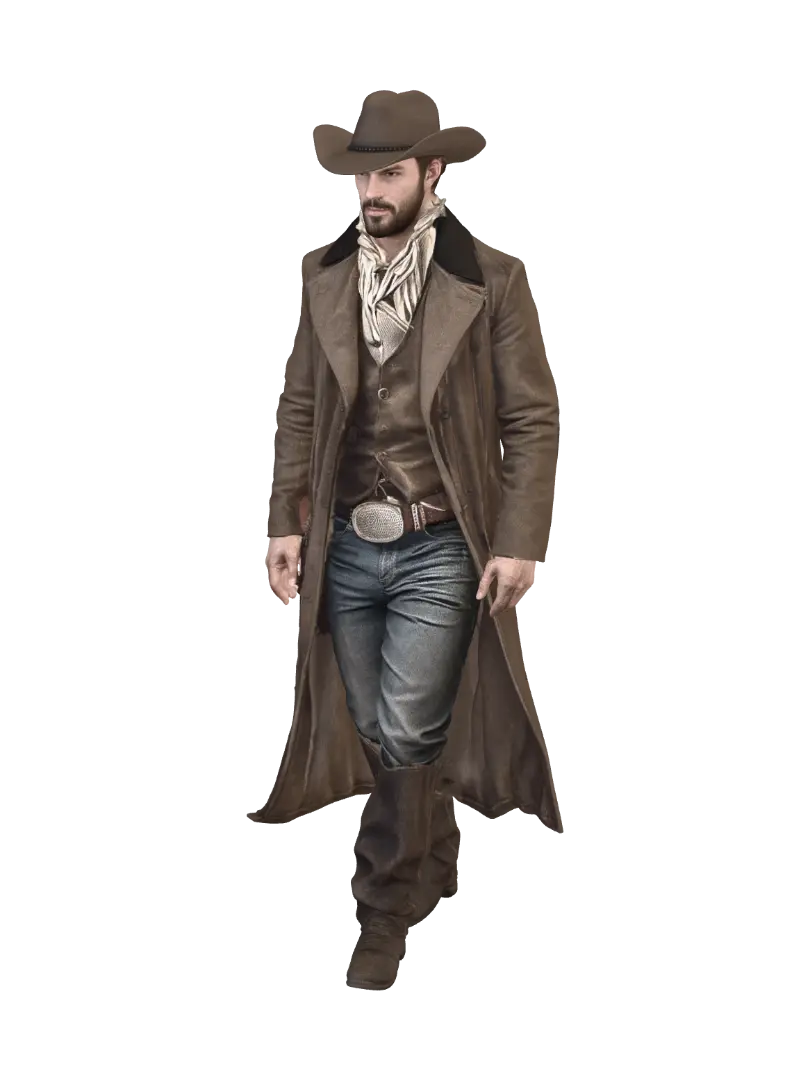 Cowboy - Scavenger 3D model, vytvořený pomocí AI
