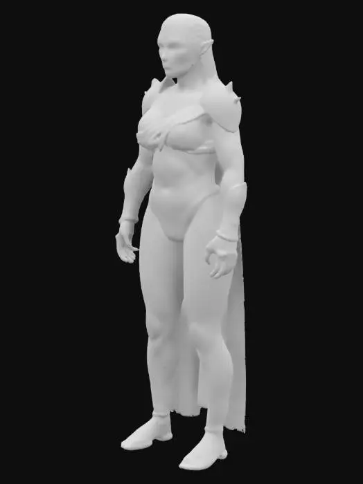 3D model for Pearl-Satin Guardian
Female: A hulking, female pearl-satin guardian with a chubby, muscular frame, its body a lustrous pearl white with symmetrical streaks of shimmering oyster gray that catch the light. It is adorned with a satin-like sash of soft lavender that wraps symmetrically across its chest, and it stands in a solid pose, its eyeless head glowing with a delicate, opulent sheen.