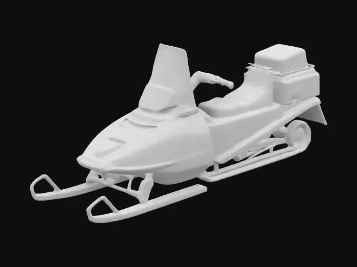 3D model for  a 3D model of a classic 1995 Ski-Doo MX Z snowmobile. Customize it with a retro paint job featuring vibrant green and black accents. include a functional toolbox. 