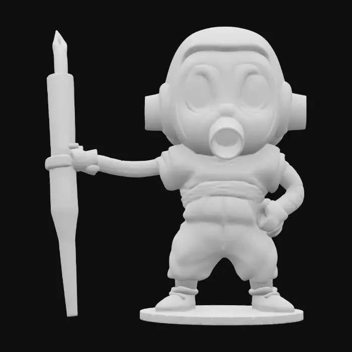 3D model for Gas-Masked Warrior with Pen