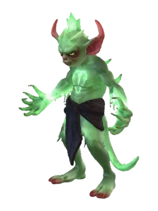 A humanoid goblin character in T-pose, game-ready 3D model. Height approximately… - Rigging 3D model, vytvořený pomocí AI