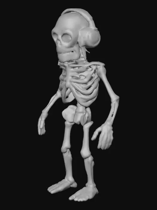 3D model for A funny skeleton DJ wearing headphones, standing behind a turntable with glowing neon lights, Halloween party atmosphere, spooky yet playful vibe #Halloween2025#