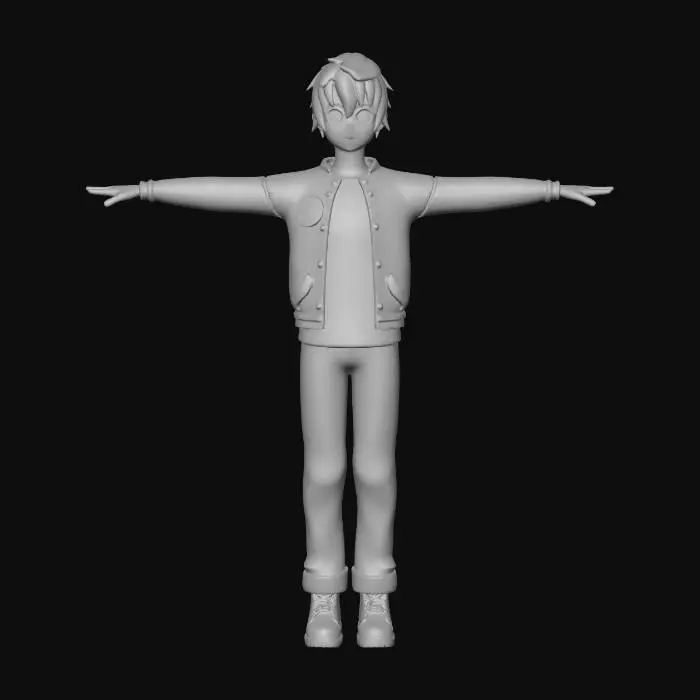 3D model for Anime Boy in Red Jacket