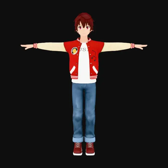 3D model for Anime Boy in Red Jacket